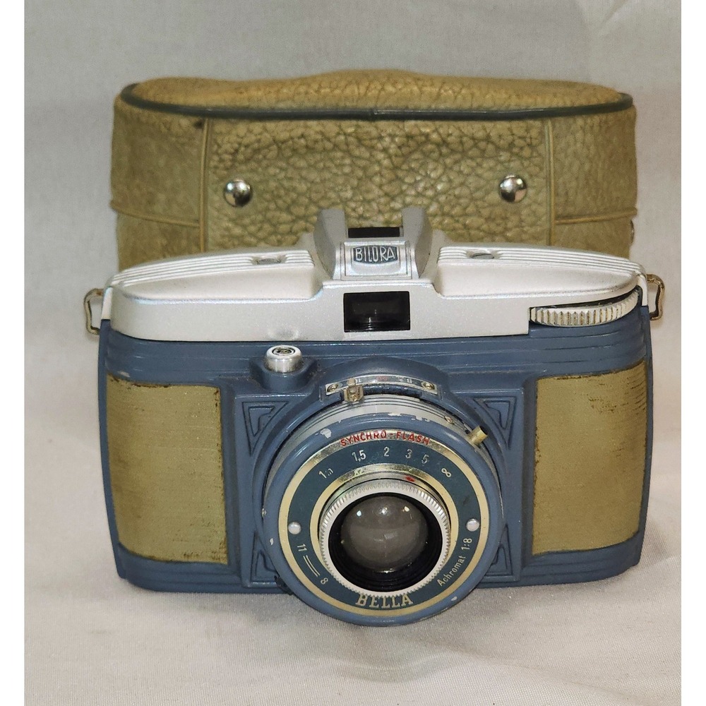 🔥 Vintage Bilora Bella Camera Blue and Silver with Original Case Untested 🔥